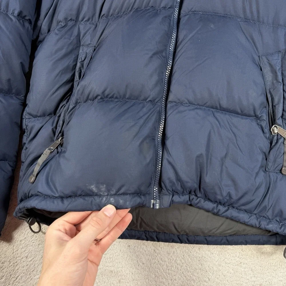 The North Face Jacket Mens Small Blue Down Puffer 700 Hooded Nuptse Nylon